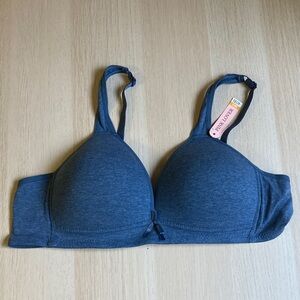 NWT Pink Clover Women's Charcoal Grayish Blue Bra, Size 40B